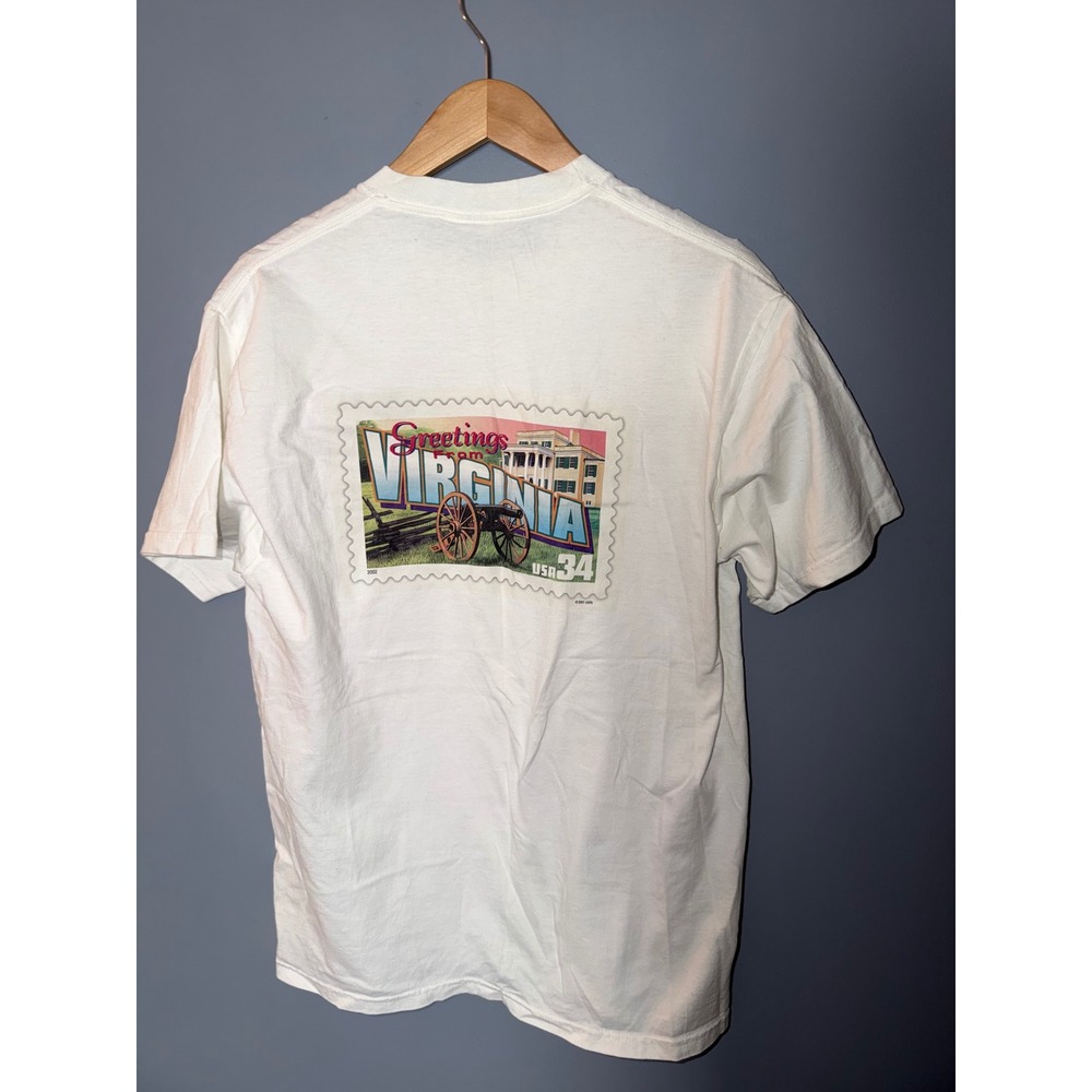 Vintage Hanes Greetings From Virginia USPS Postage Stamp Graphic T-Shirt White M